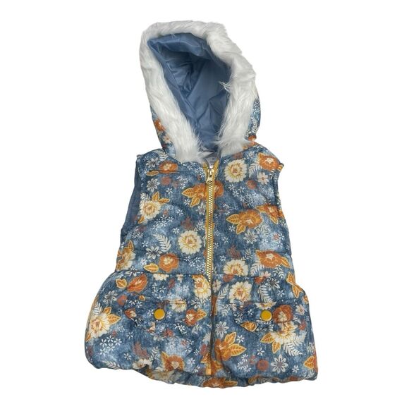 Little Lass Outfit Size 2T Floral Down Vest & Pants 2 Pc Winter Set Children's - Picture 2 of 8